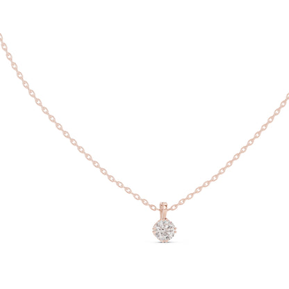 14K Yellow Gold Round Lab-Grown Diamond Pendant for Women | Wedding Wear | Pure Carat