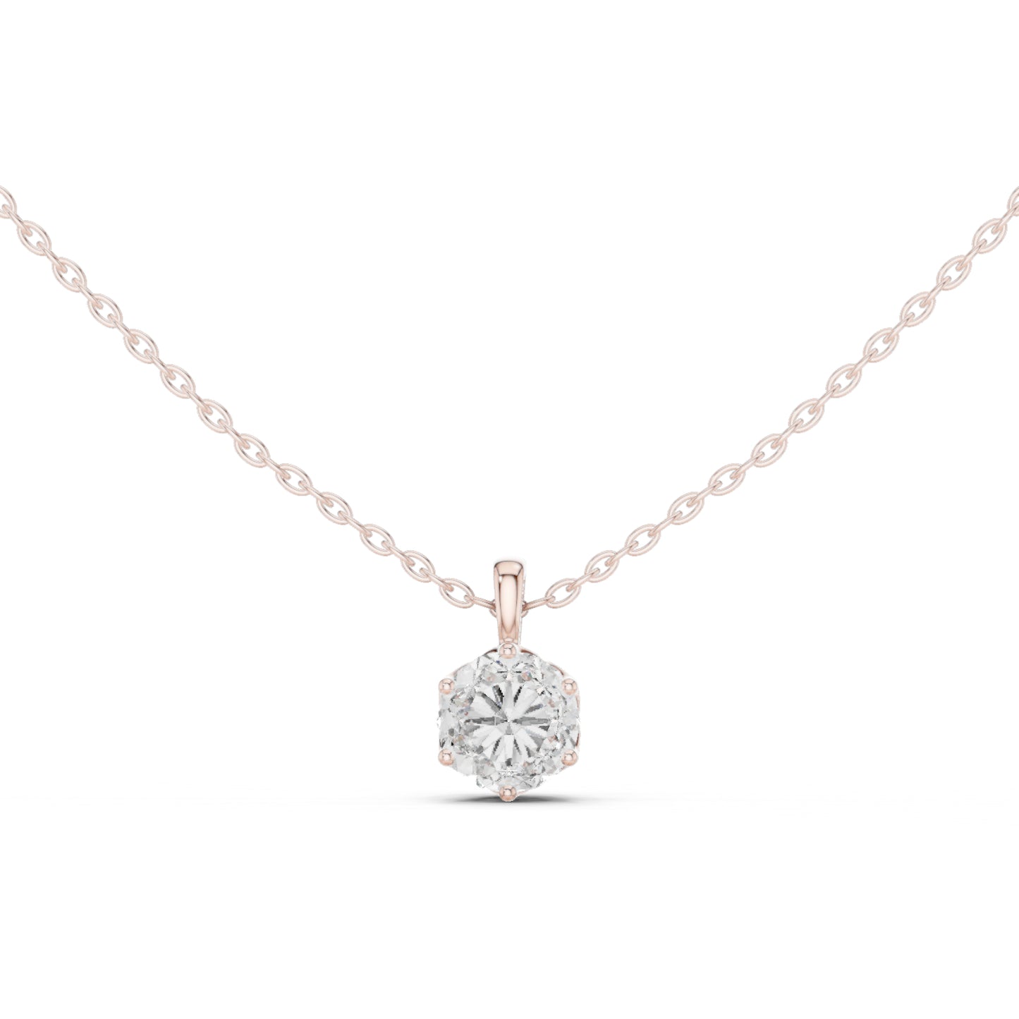 14K Rose Gold Round Lab-Grown Diamond Pendant for Women | Office Wear | Pure Carat