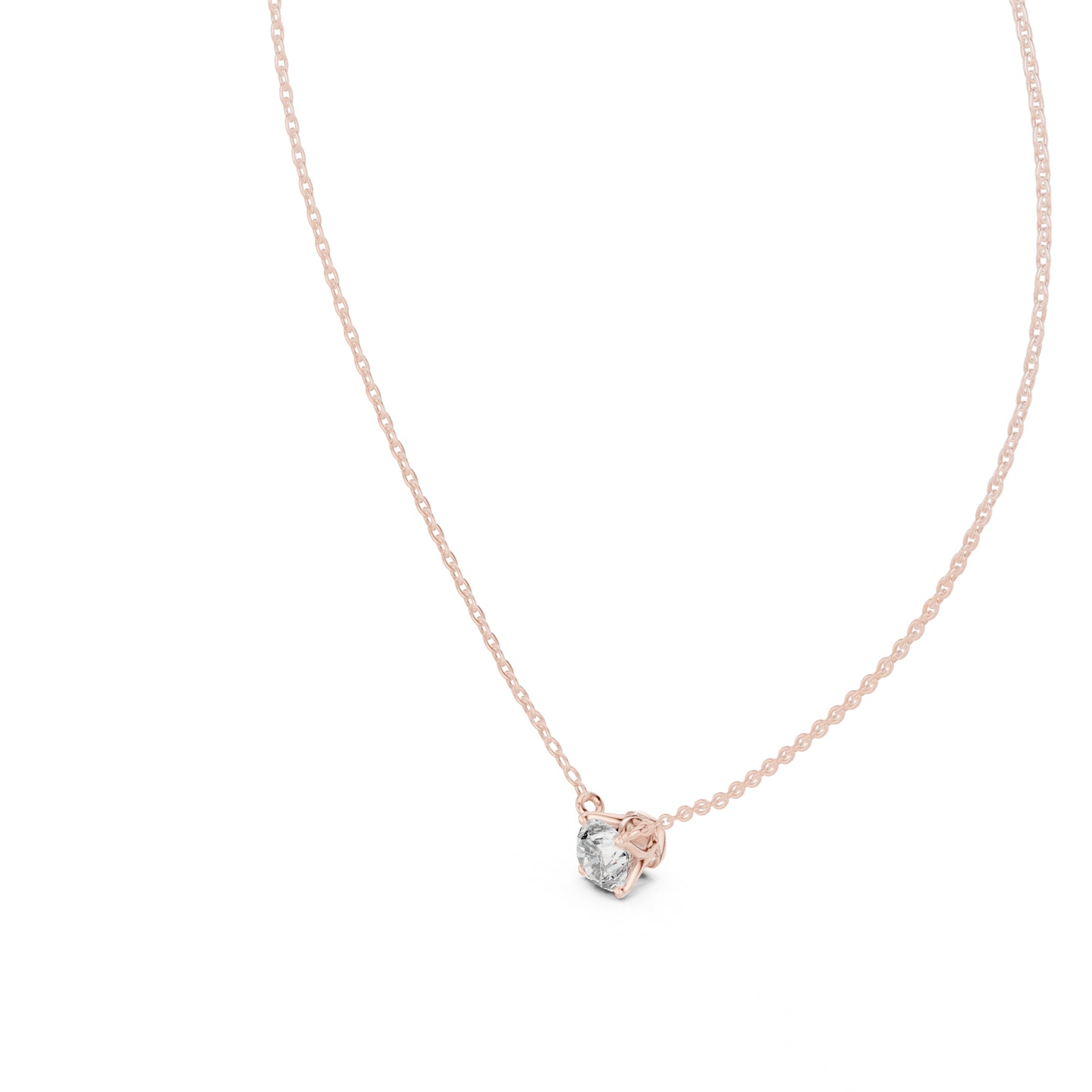 18K Rose Gold Round Lab-Grown Diamond Pendant for Women | Anniversary Gift | Pure Carat