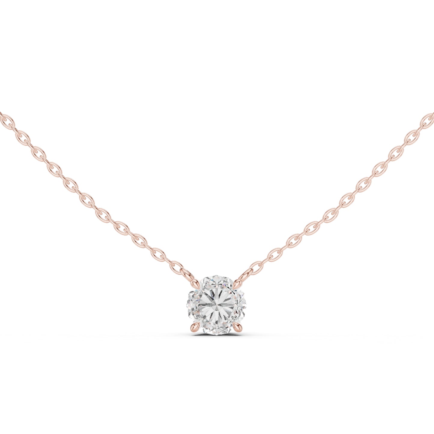 18K Rose Gold Round Lab-Grown Diamond Pendant for Women | Bridal Wear | Pure Carat