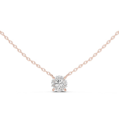 18K Rose Gold Round Lab-Grown Diamond Pendant for Women | Bridal Wear | Pure Carat