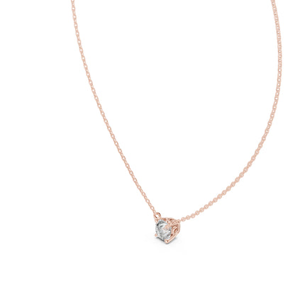 18K Rose Gold Round Lab-Grown Diamond Pendant for Women | Bridal Wear | Pure Carat
