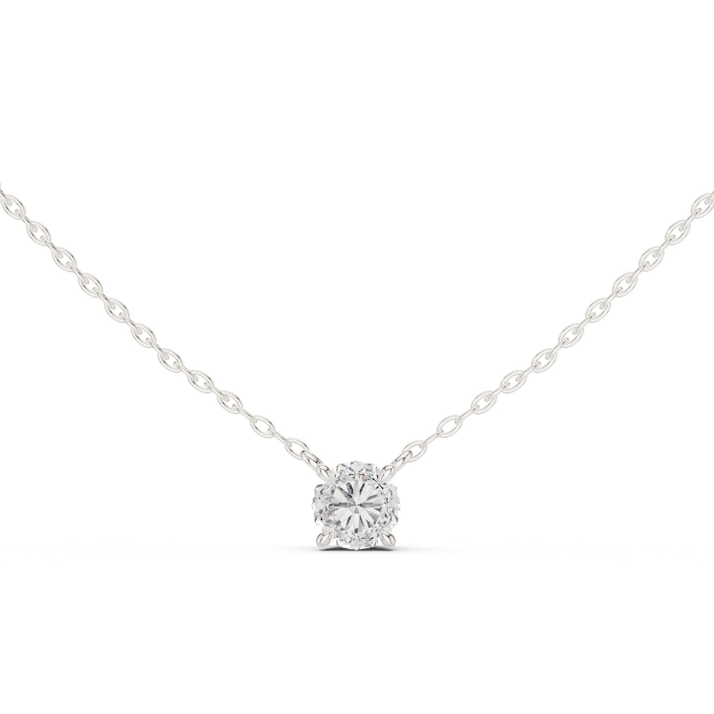 14K White Gold Round Lab-Grown Diamond Pendant for Women | Wedding Wear | Pure Carat