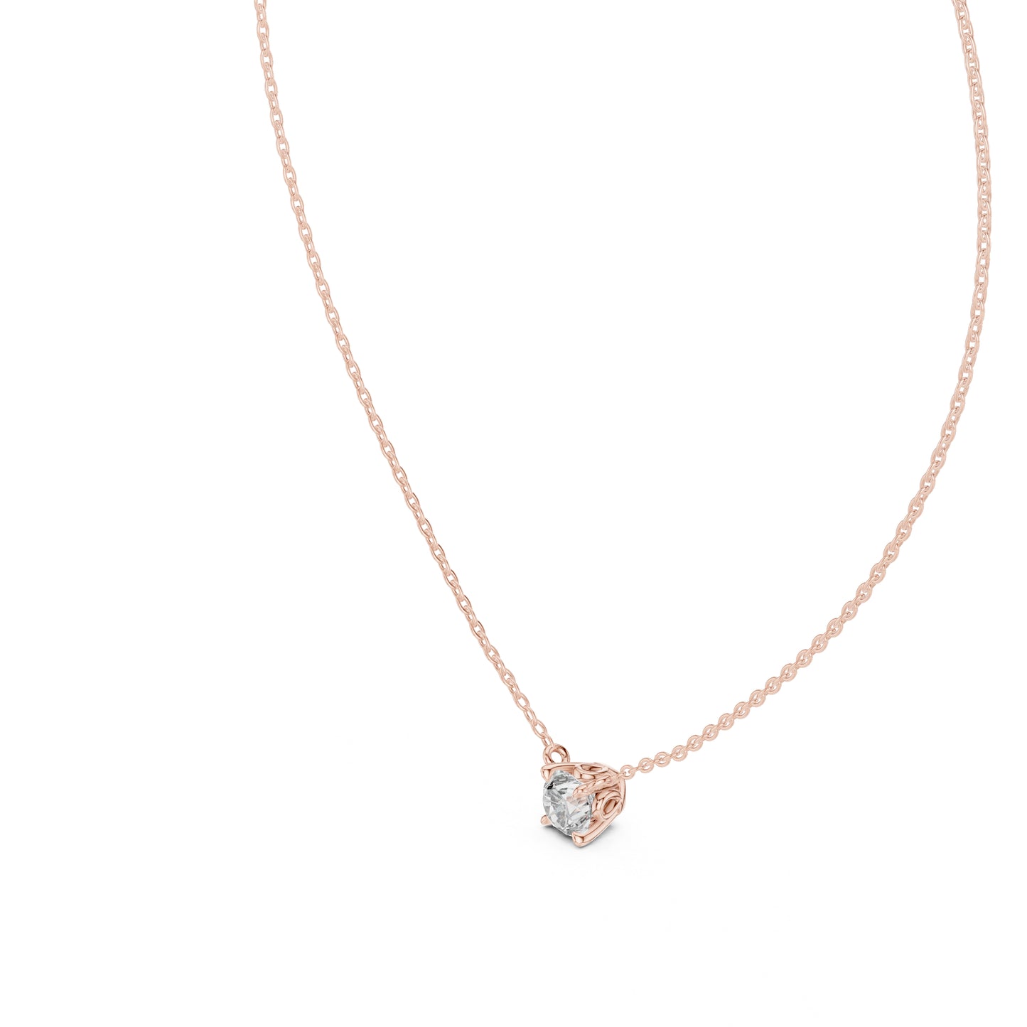 14K White Gold Round Lab-Grown Diamond Pendant for Women | Wedding Wear | Pure Carat