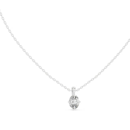 14K White Gold Oval Lab-Grown Diamond Pendant for Women | Anniversary Gift | Pure Carat