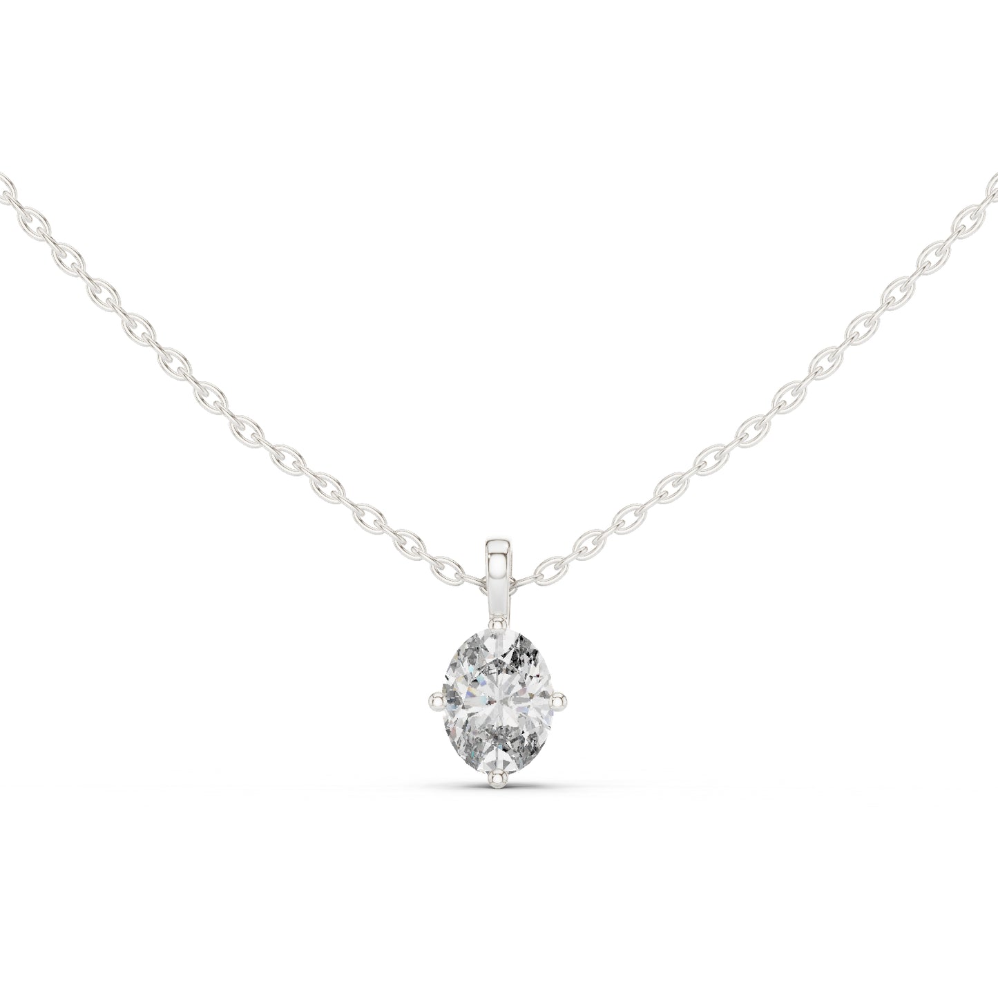14K White Gold Oval Lab-Grown Diamond Pendant for Women | Anniversary Gift | Pure Carat