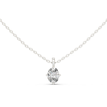 14K White Gold Oval Lab-Grown Diamond Pendant for Women | Anniversary Gift | Pure Carat