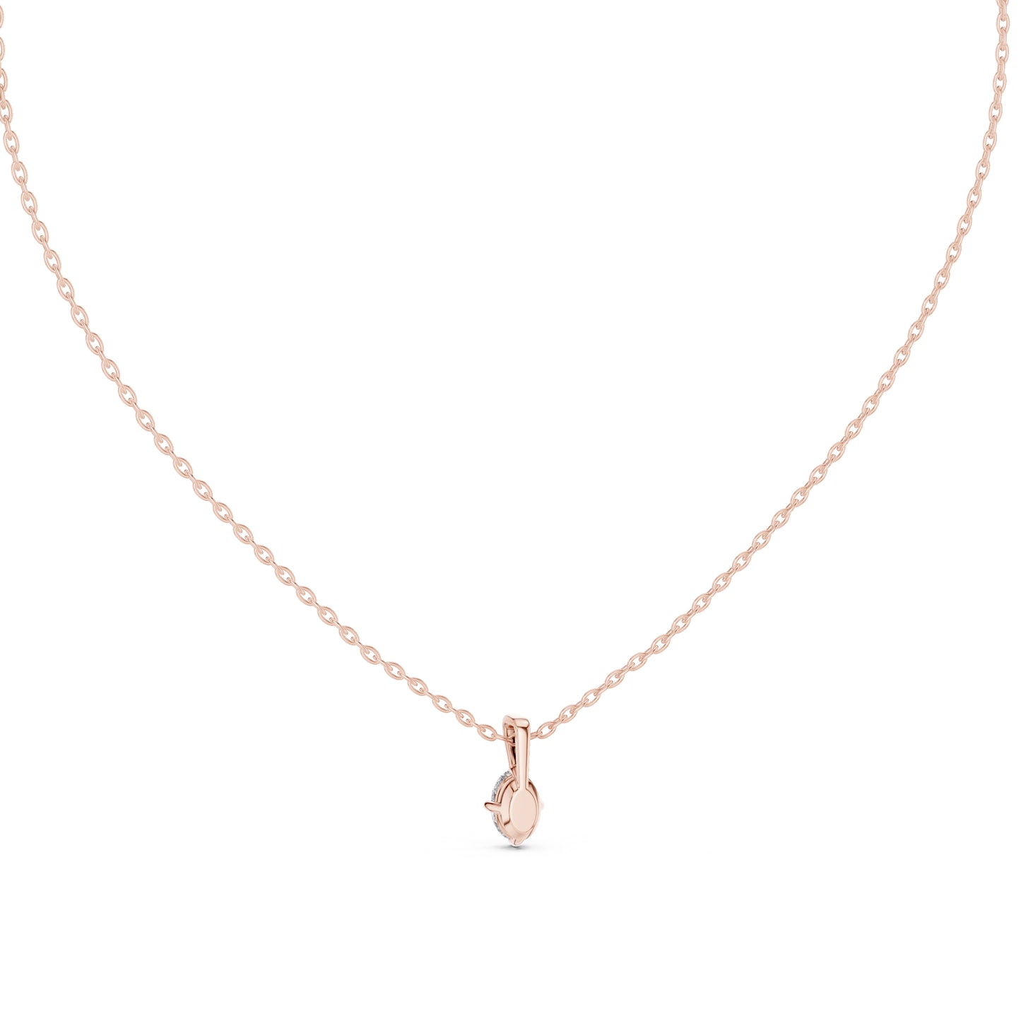 18K Rose Gold Oval Lab-Grown Diamond Pendant for Women | Bridal Wear | Pure Carat