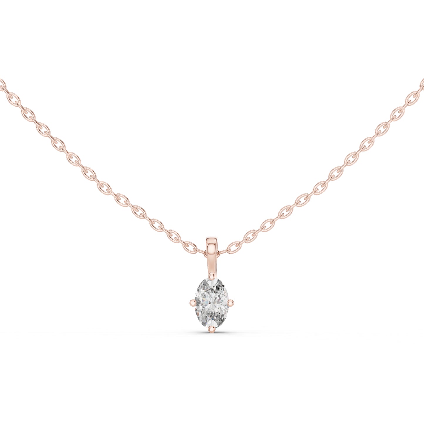 18K Rose Gold Oval Lab-Grown Diamond Pendant for Women | Bridal Wear | Pure Carat