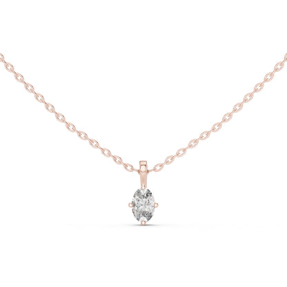 18K Rose Gold Oval Lab-Grown Diamond Pendant for Women | Bridal Wear | Pure Carat