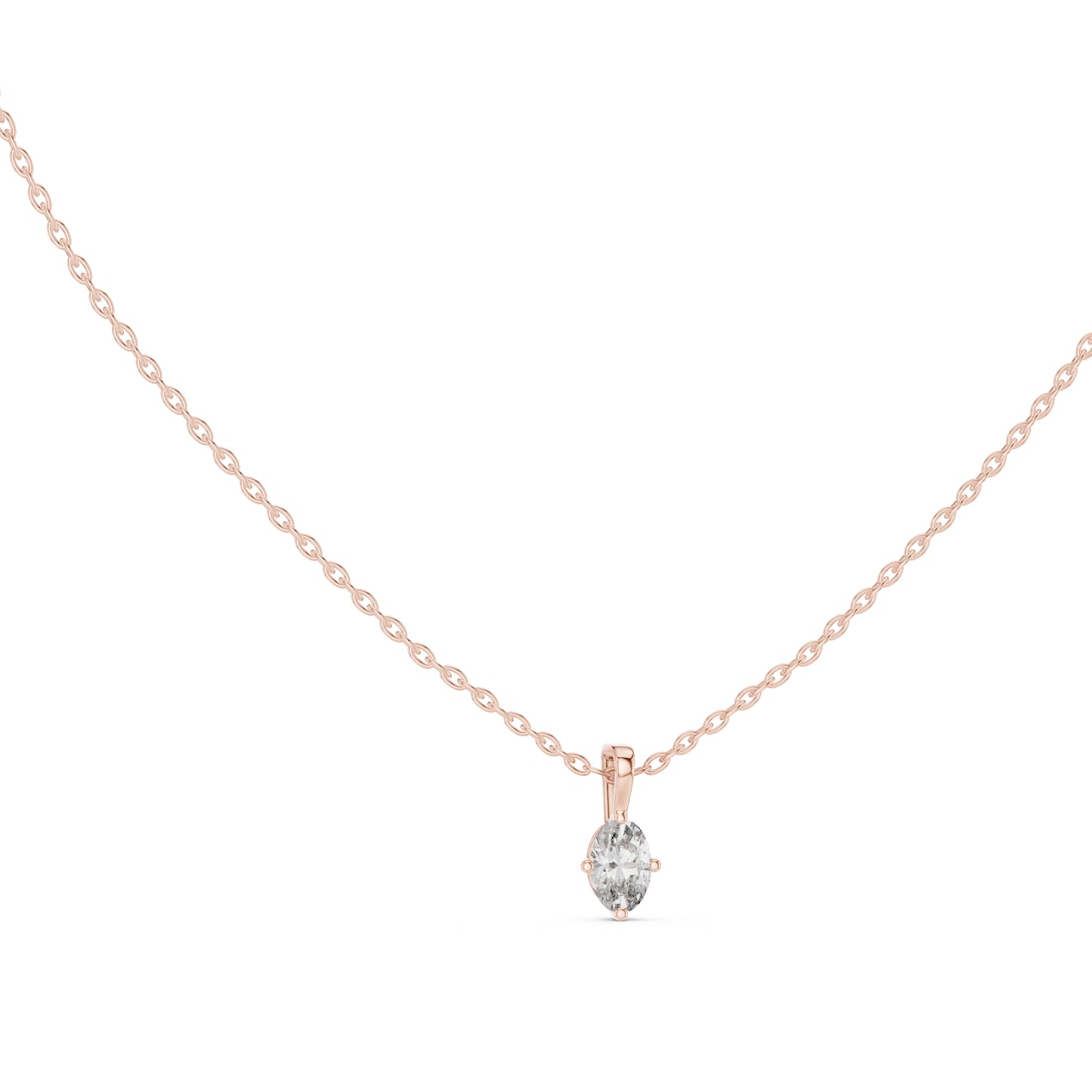 18K Rose Gold Oval Lab-Grown Diamond Pendant for Women | Bridal Wear | Pure Carat