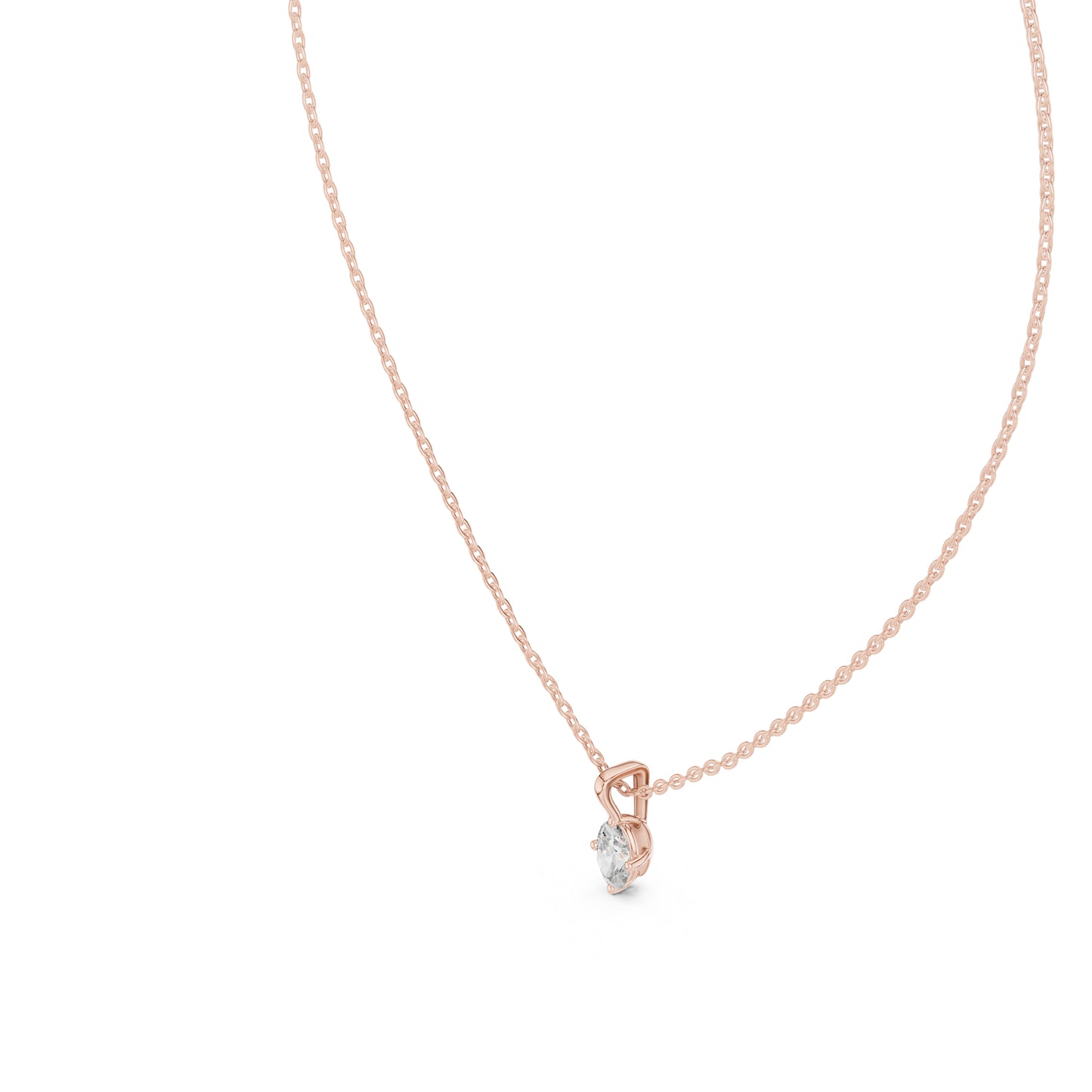 18K Rose Gold Oval Lab-Grown Diamond Pendant for Women | Bridal Wear | Pure Carat