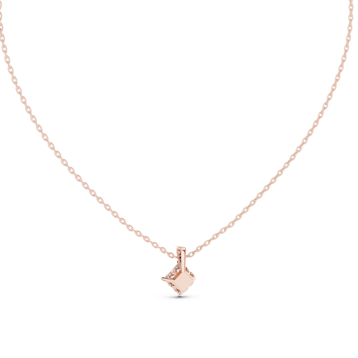 18K Rose Gold Princess Lab-Grown Diamond Pendant for Women | Everyday Wear | Pure Carat