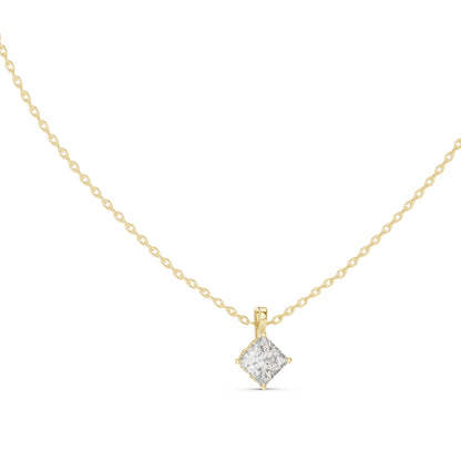 18K Rose Gold Princess Lab-Grown Diamond Pendant for Women | Everyday Wear | Pure Carat