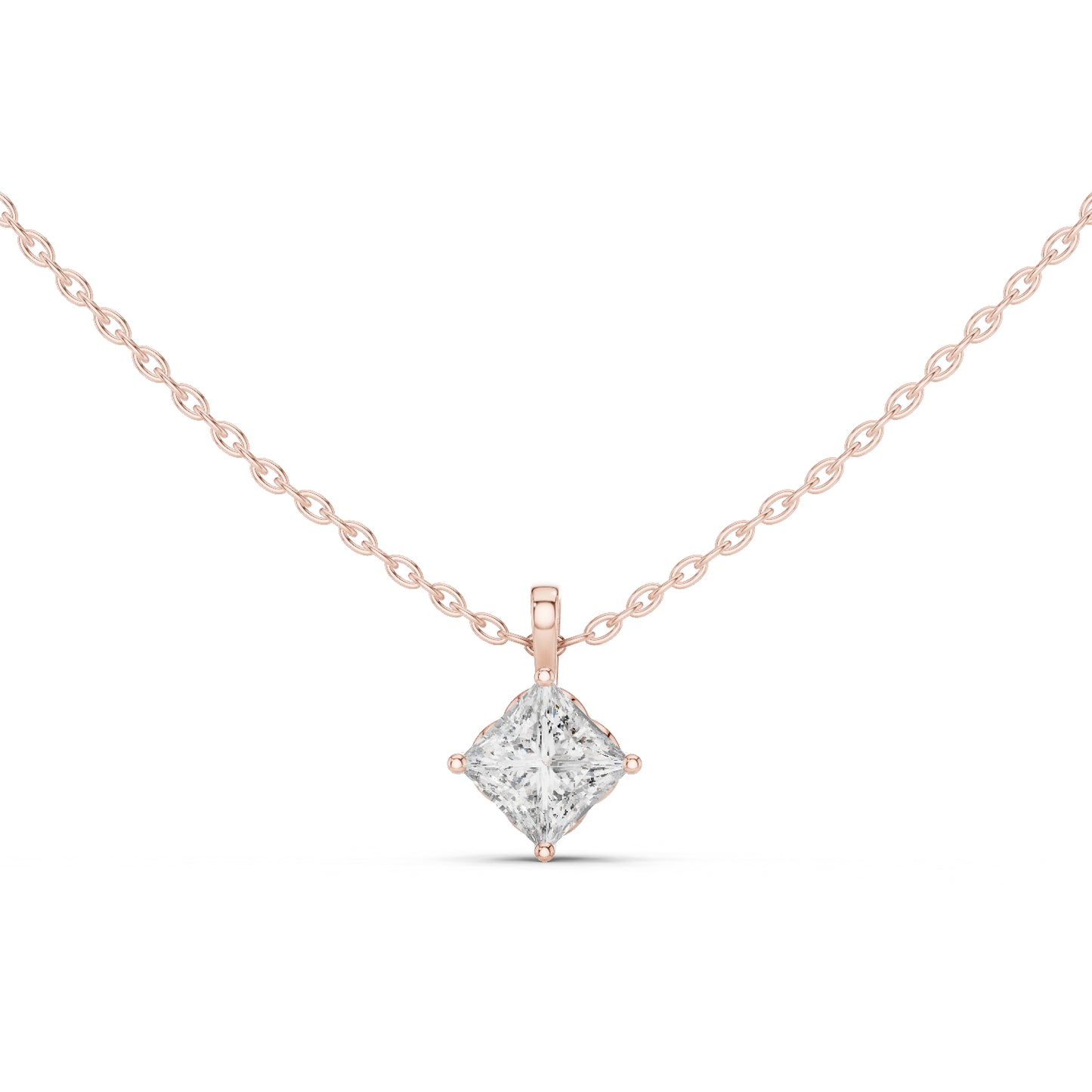 18K Rose Gold Princess Lab-Grown Diamond Pendant for Women | Everyday Wear | Pure Carat