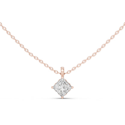 18K Rose Gold Princess Lab-Grown Diamond Pendant for Women | Everyday Wear | Pure Carat