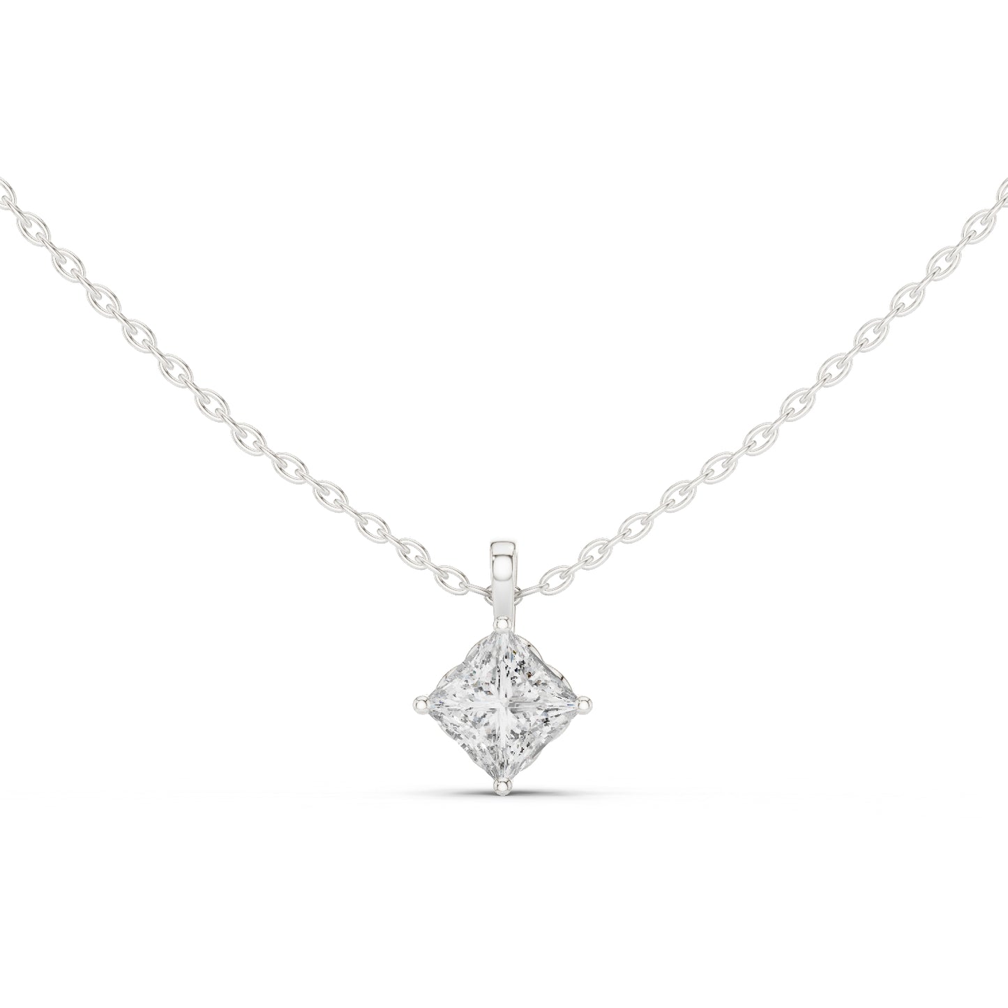 18K Rose Gold Princess Lab-Grown Diamond Pendant for Women | Everyday Wear | Pure Carat