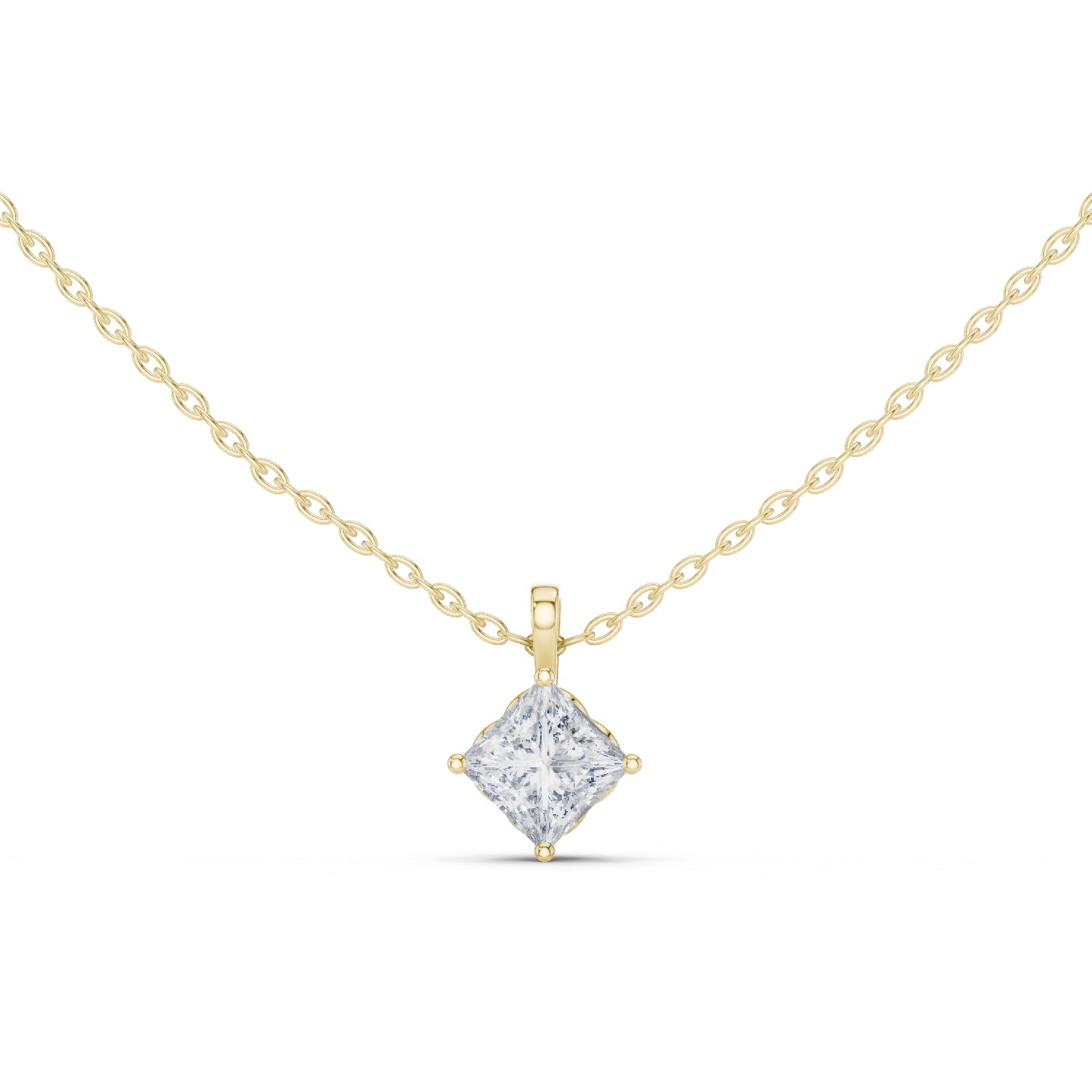 18K Rose Gold Princess Lab-Grown Diamond Pendant for Women | Everyday Wear | Pure Carat