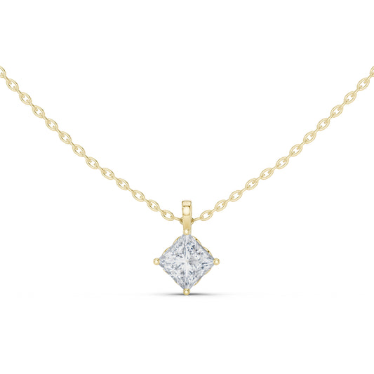 18K Rose Gold Princess Lab-Grown Diamond Pendant for Women | Everyday Wear | Pure Carat