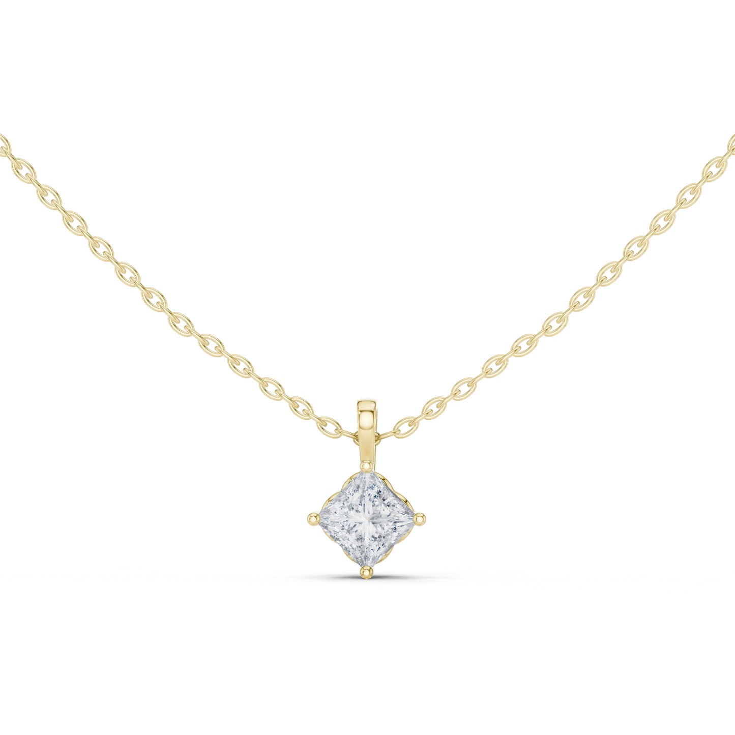 14K Yellow Gold Princess Lab-Grown Diamond Pendant for Women | Engagement | Pure Carat