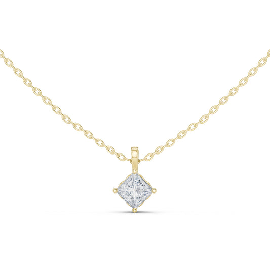 14K Yellow Gold Princess Lab-Grown Diamond Pendant for Women | Engagement | Pure Carat