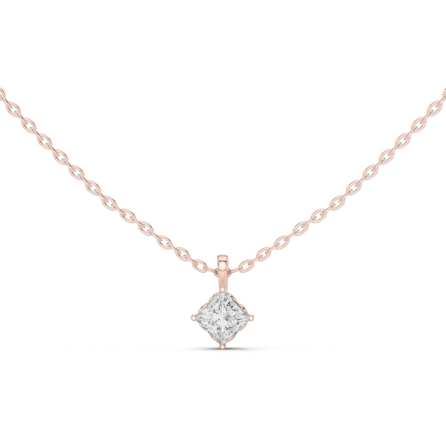 14K White Gold Princess Lab-Grown Diamond Pendant for Women | Wedding Wear | Pure Carat