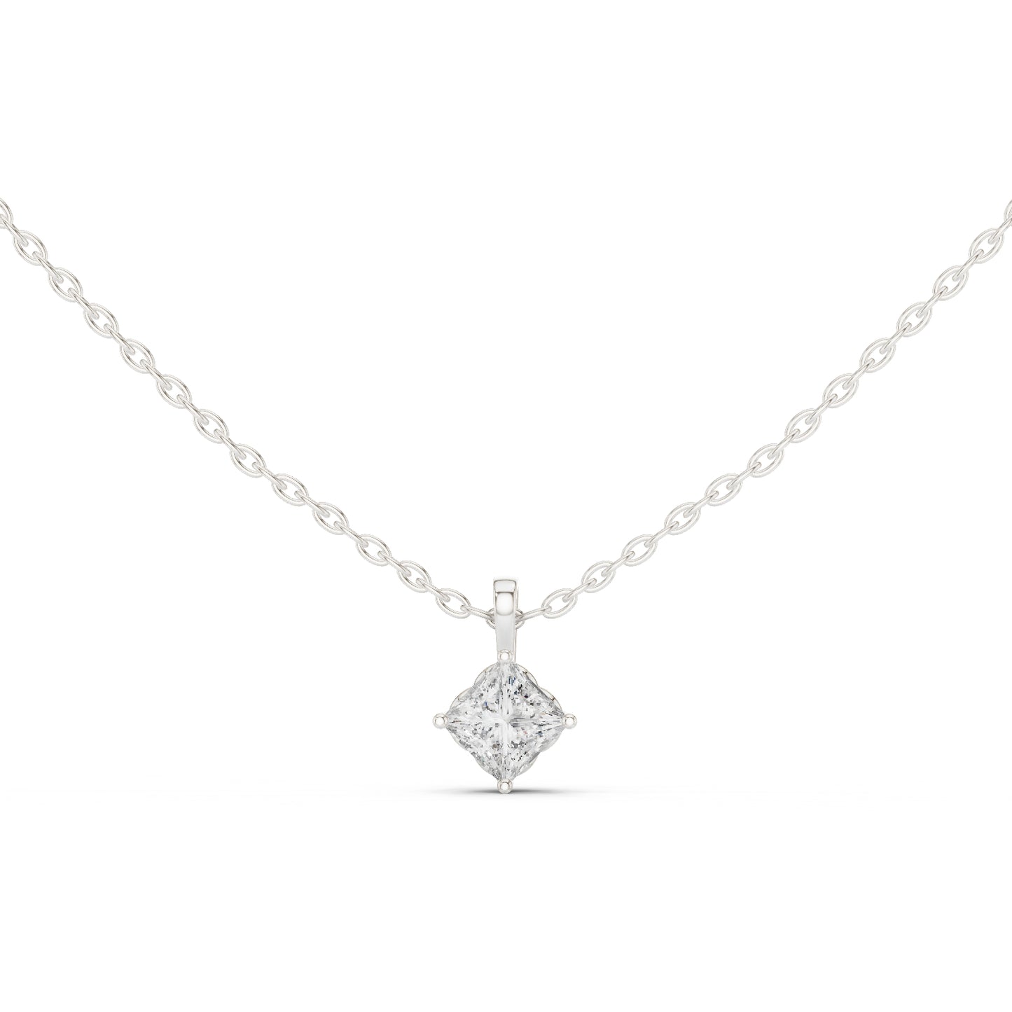 14K White Gold Princess Lab-Grown Diamond Pendant for Women | Wedding Wear | Pure Carat