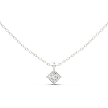 14K White Gold Princess Lab-Grown Diamond Pendant for Women | Wedding Wear | Pure Carat
