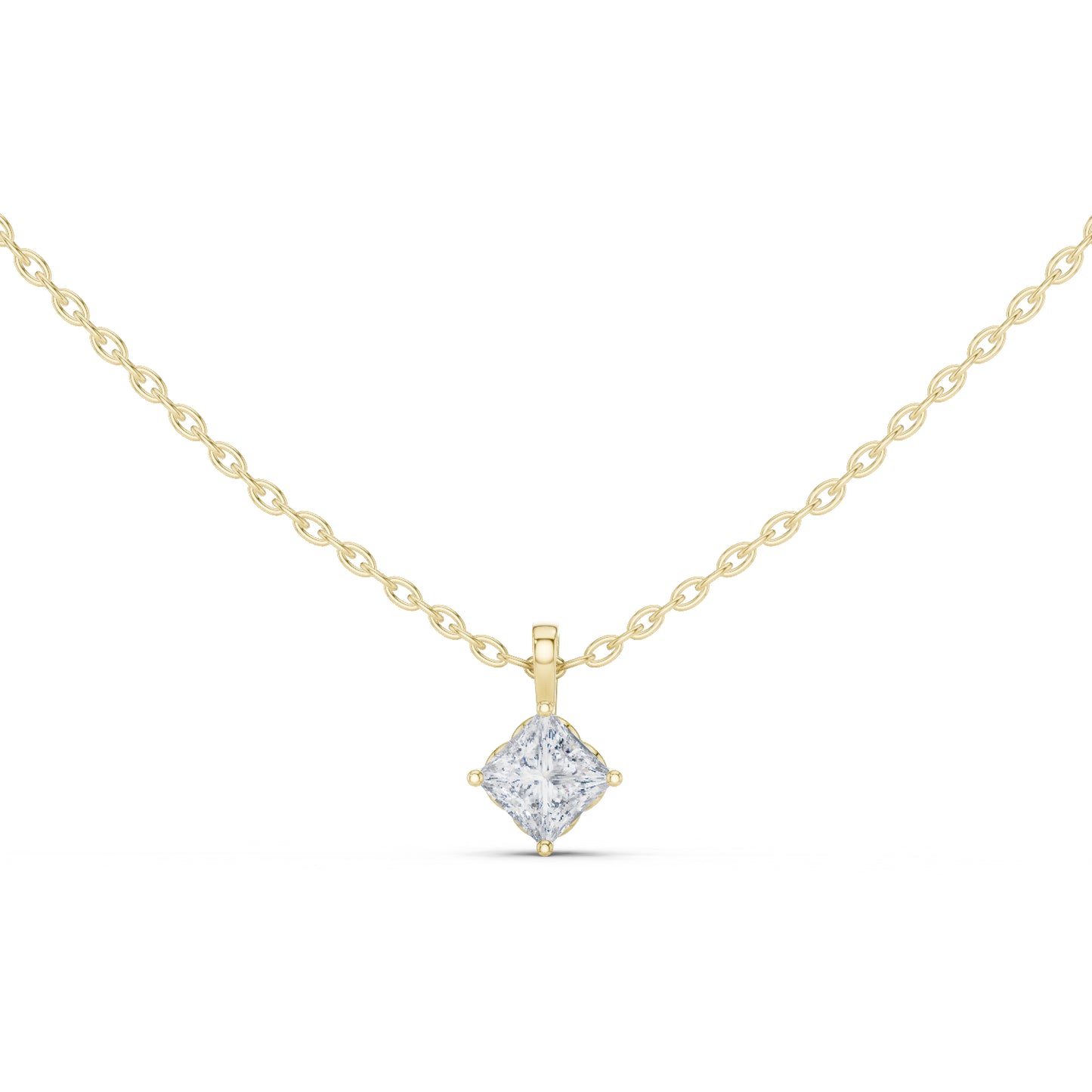14K White Gold Princess Lab-Grown Diamond Pendant for Women | Wedding Wear | Pure Carat