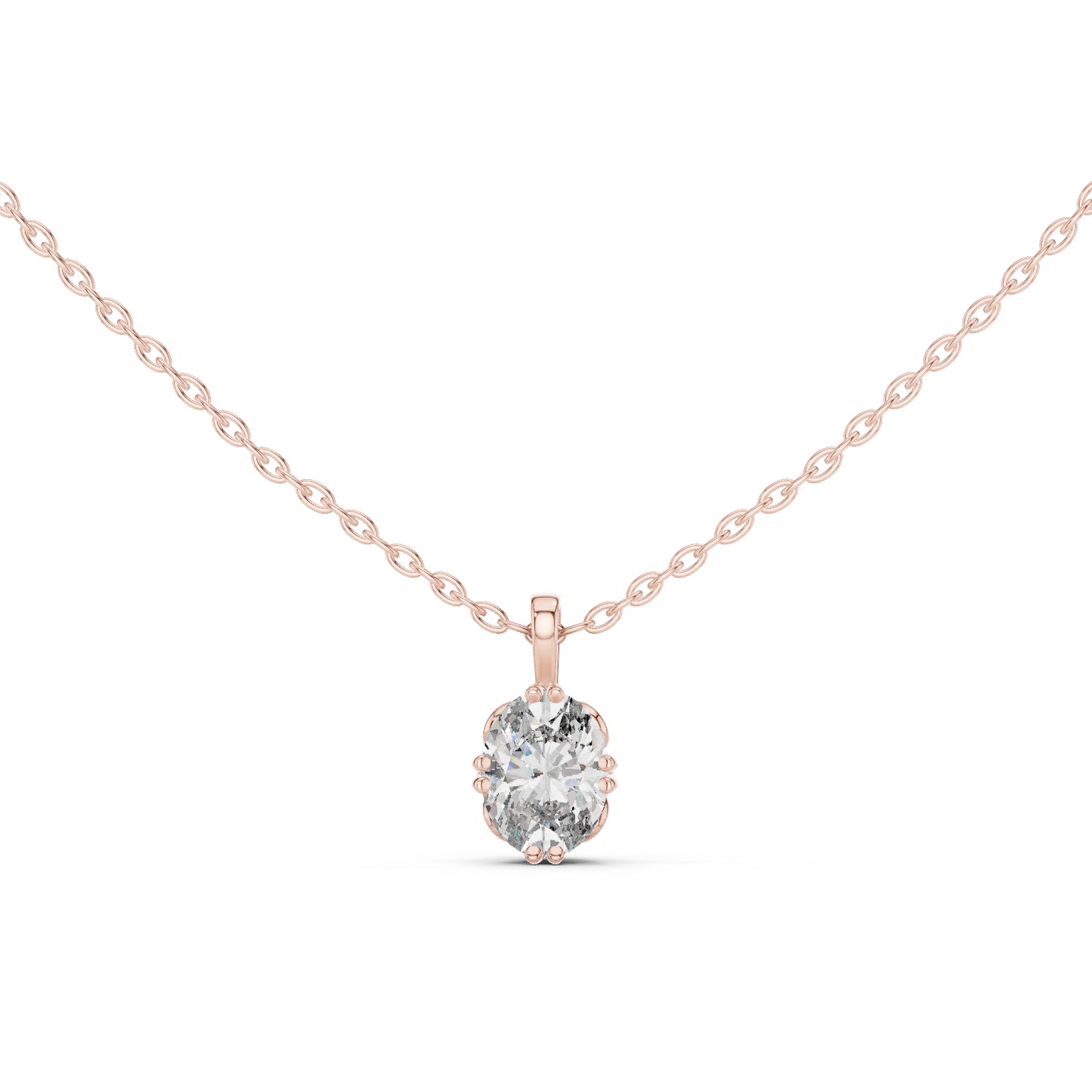 14K White Gold Oval Lab-Grown Diamond Pendant for Women | Office Wear | Pure Carat