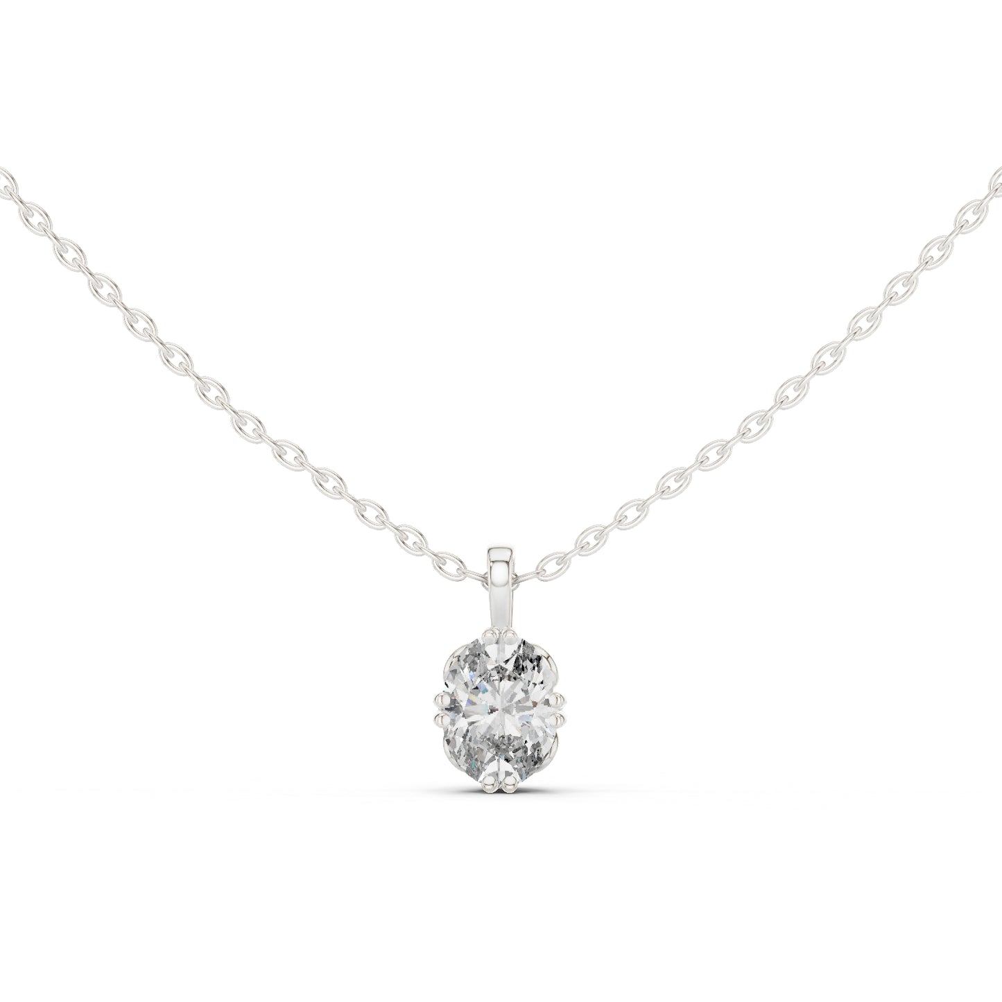 14K White Gold Oval Lab-Grown Diamond Pendant for Women | Office Wear | Pure Carat
