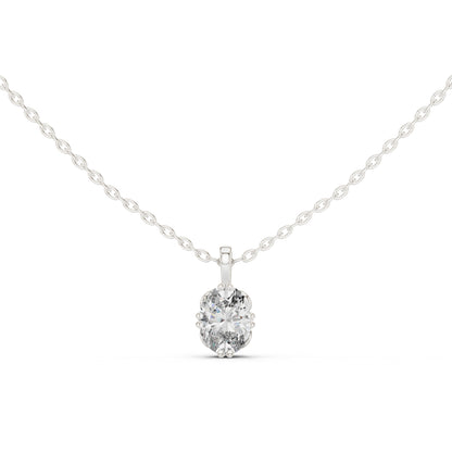 14K White Gold Oval Lab-Grown Diamond Pendant for Women | Office Wear | Pure Carat