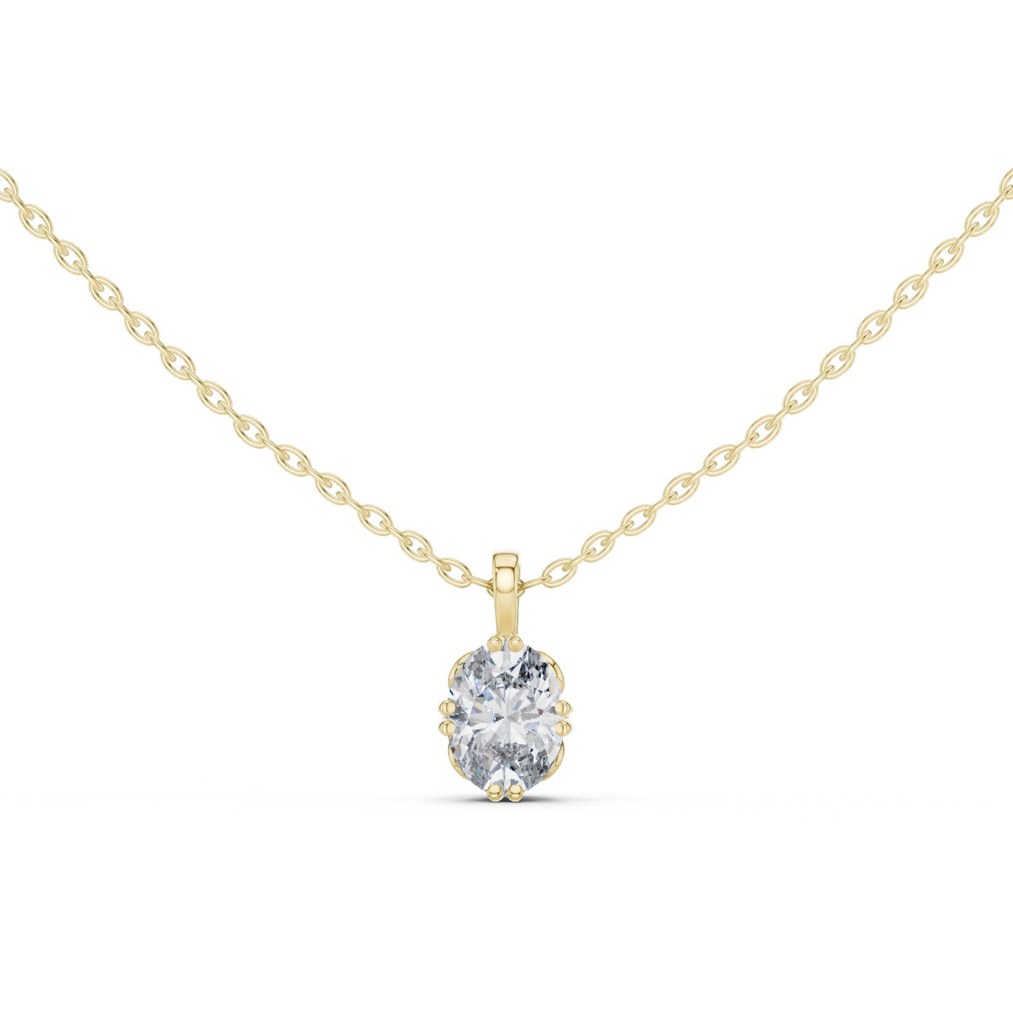 14K White Gold Oval Lab-Grown Diamond Pendant for Women | Office Wear | Pure Carat