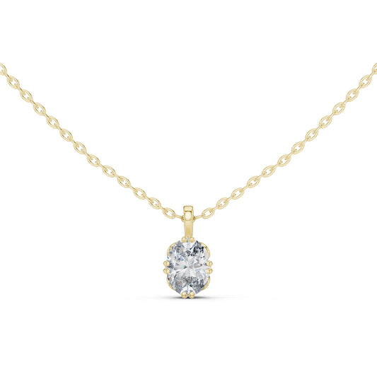 14K White Gold Oval Lab-Grown Diamond Pendant for Women | Office Wear | Pure Carat