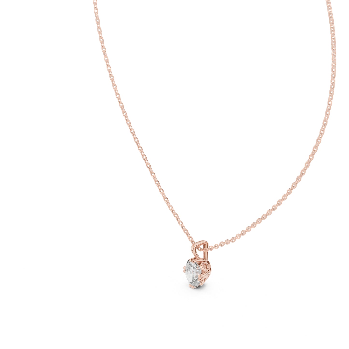 14K White Gold Oval Lab-Grown Diamond Pendant for Women | Office Wear | Pure Carat