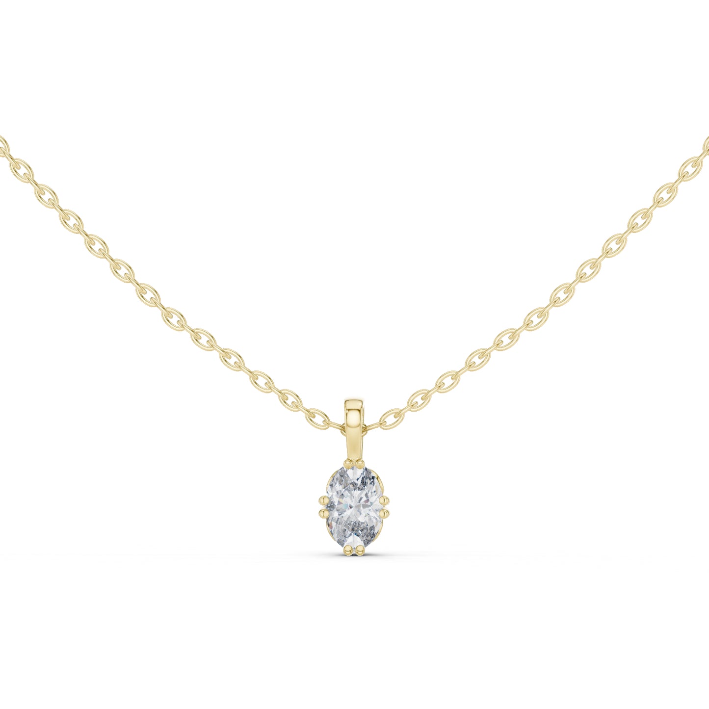 18K Yellow Gold Oval Lab-Grown Diamond Pendant for Women | Bridal Wear | Pure Carat