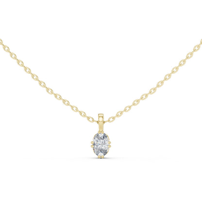 18K Yellow Gold Oval Lab-Grown Diamond Pendant for Women | Bridal Wear | Pure Carat