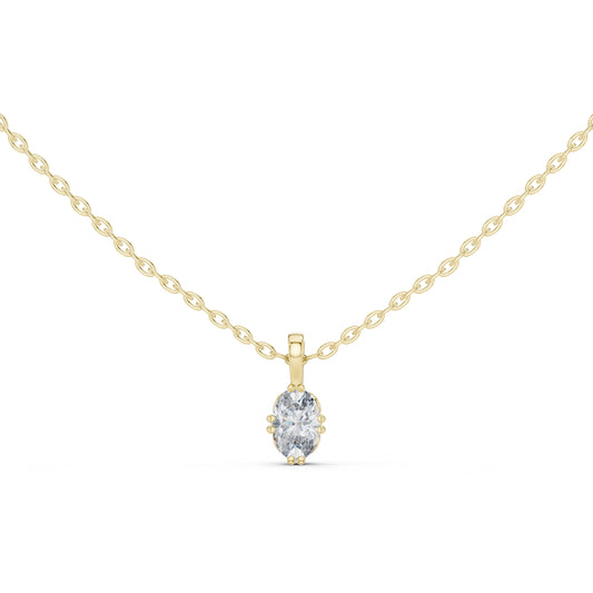 18K Yellow Gold Oval Lab-Grown Diamond Pendant for Women | Bridal Wear | Pure Carat
