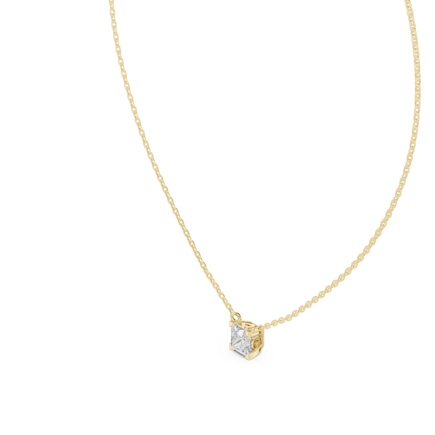 14K Yellow Gold Princess Lab-Grown Diamond Pendant for Women | Engagement | Pure Carat
