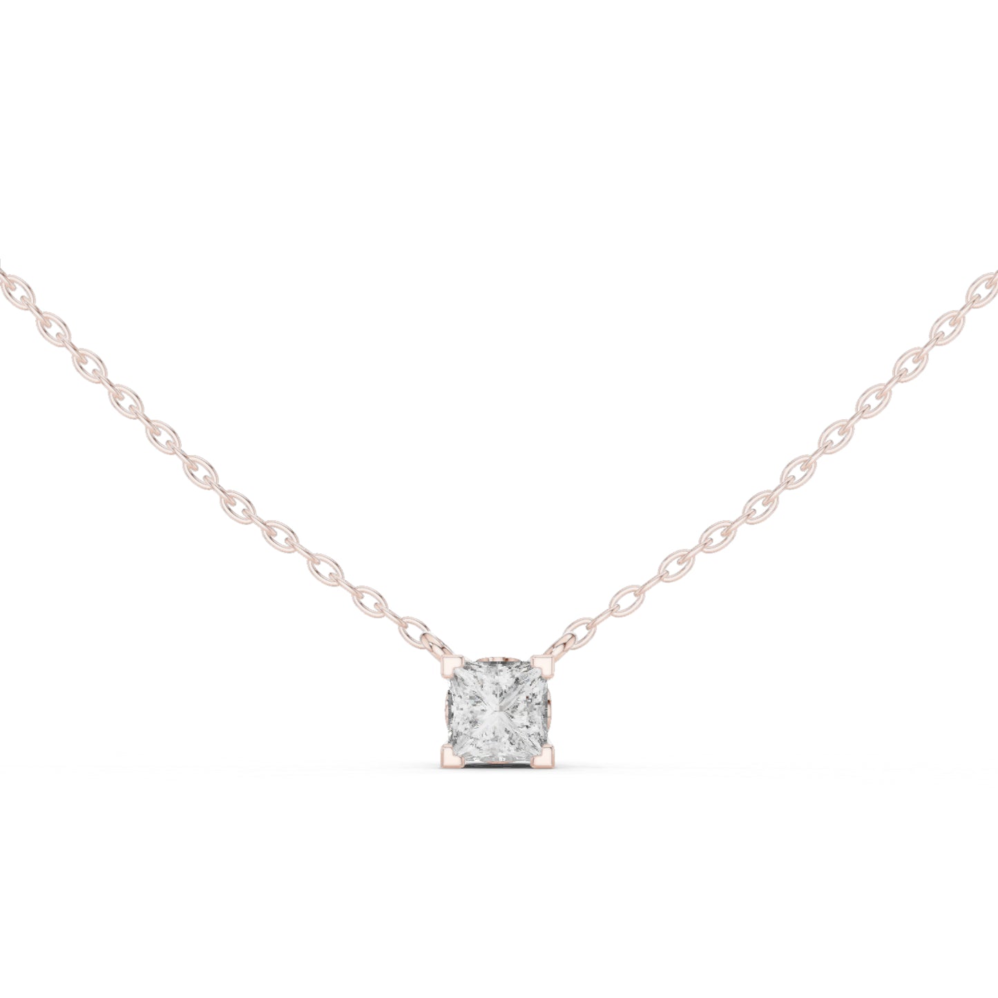 14K Rose Gold Princess Lab-Grown Diamond Pendant for Women | Office Wear | Pure Carat