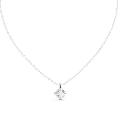 18K White Gold Cushion Lab-Grown Diamond Pendant for Women | Wedding Wear | Pure Carat
