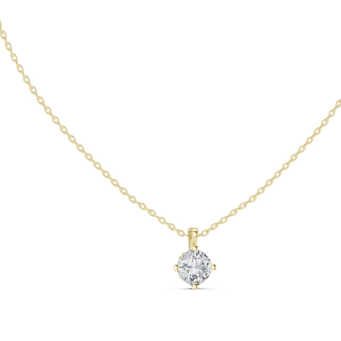 18K White Gold Cushion Lab-Grown Diamond Pendant for Women | Wedding Wear | Pure Carat