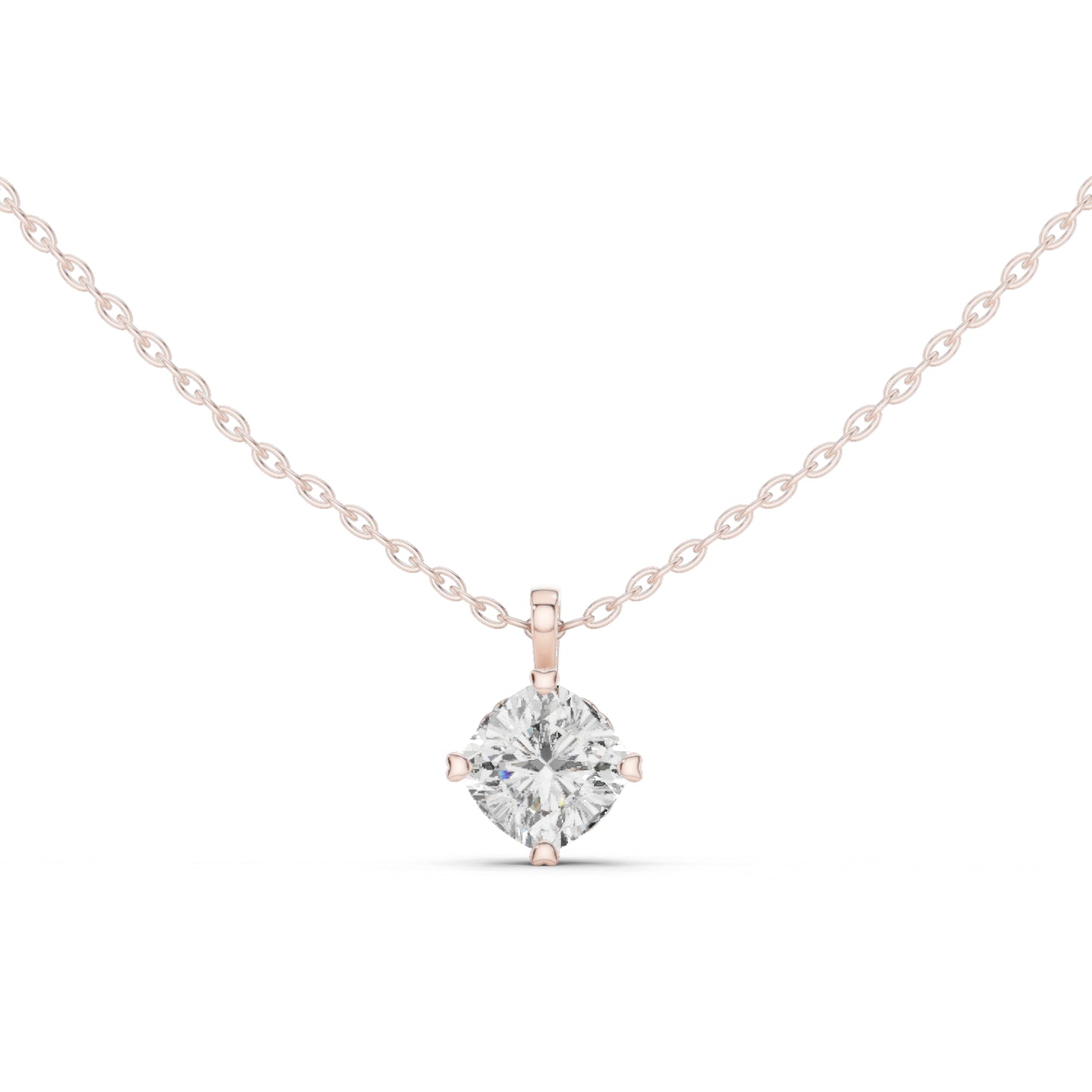 18K White Gold Cushion Lab-Grown Diamond Pendant for Women | Wedding Wear | Pure Carat