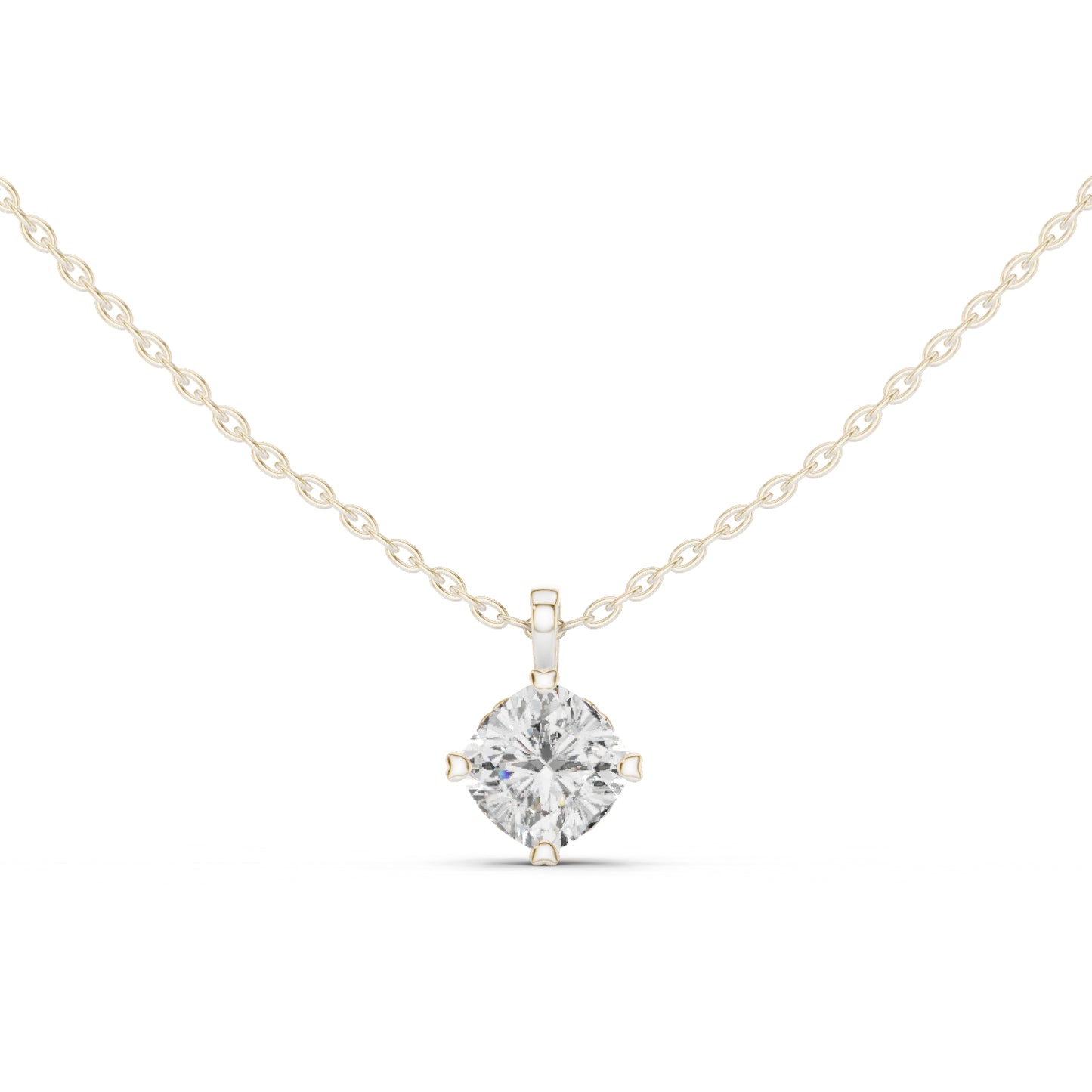 18K White Gold Cushion Lab-Grown Diamond Pendant for Women | Wedding Wear | Pure Carat