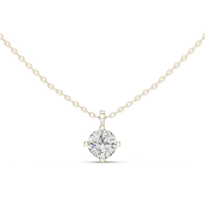 18K White Gold Cushion Lab-Grown Diamond Pendant for Women | Wedding Wear | Pure Carat