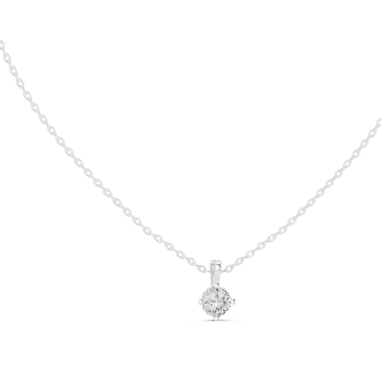 14K White Gold Cushion Lab-Grown Diamond Pendant for Women | Bridal Wear | Pure Carat