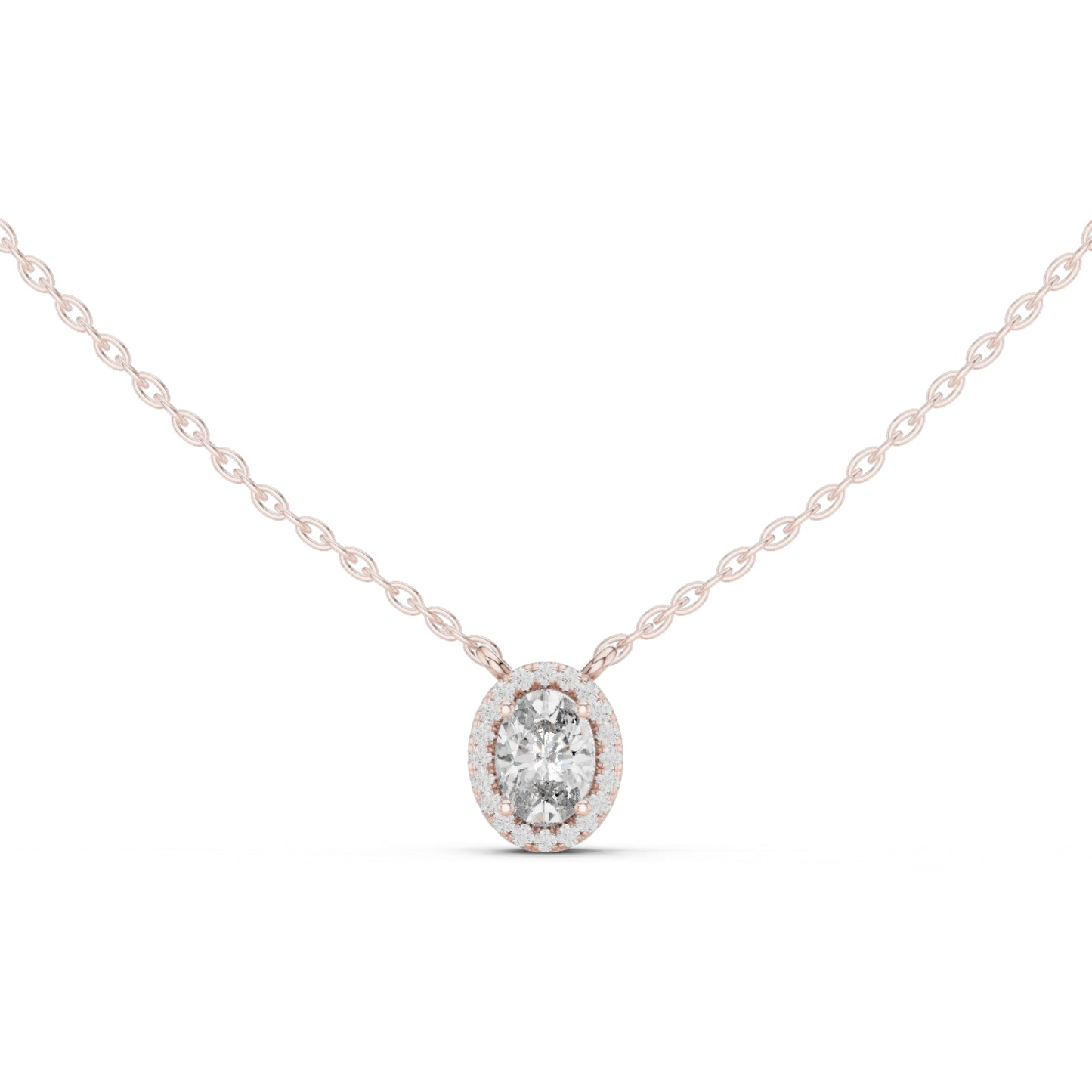 18K Rose Gold Oval & Round Lab-Grown Diamond Pendant for Women | Party Wear | Pure Carat