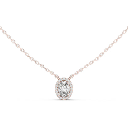18K Rose Gold Oval & Round Lab-Grown Diamond Pendant for Women | Party Wear | Pure Carat