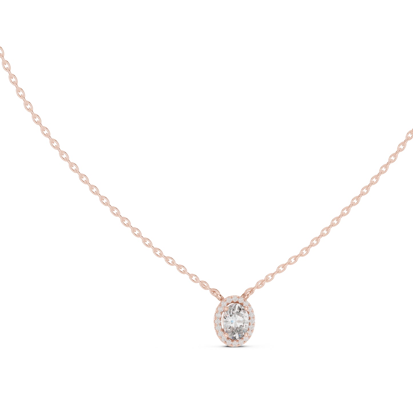 18K Rose Gold Oval & Round Lab-Grown Diamond Pendant for Women | Party Wear | Pure Carat