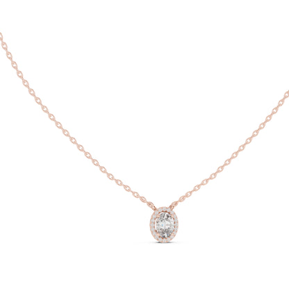 18K Rose Gold Oval & Round Lab-Grown Diamond Pendant for Women | Party Wear | Pure Carat